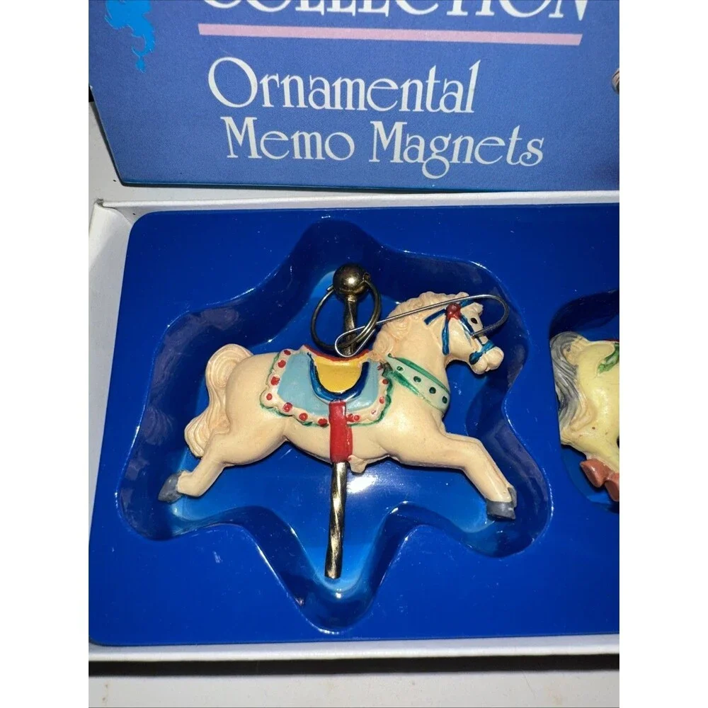 Vintage Carousel Collection Ornamental Memo Magnets Carousel Horses Set Of 3
